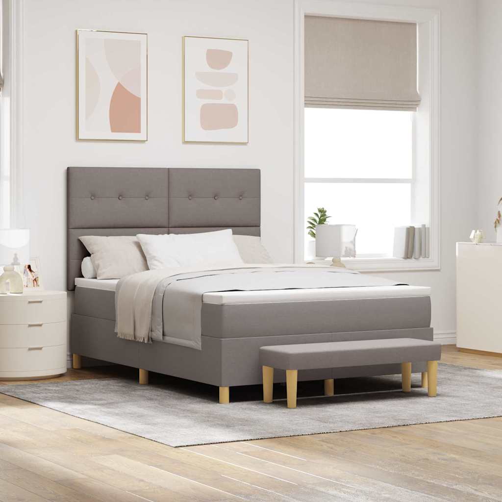 Box Spring Bed with Mattress Taupe 140 x 200 cm Fabric