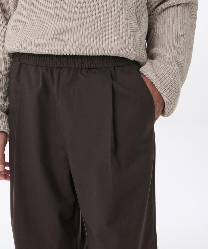 Musinsa Standard Brushed One-Pleat Wide Banded Slacks [Brown]