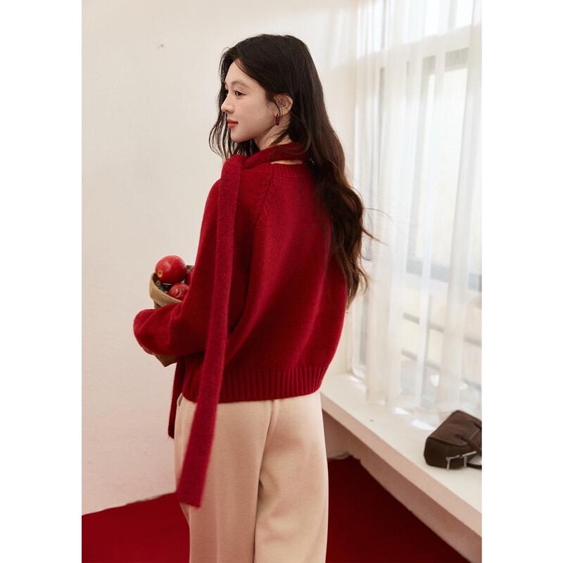 Mishow New Year Red Dog Jacquard Knit Sweater