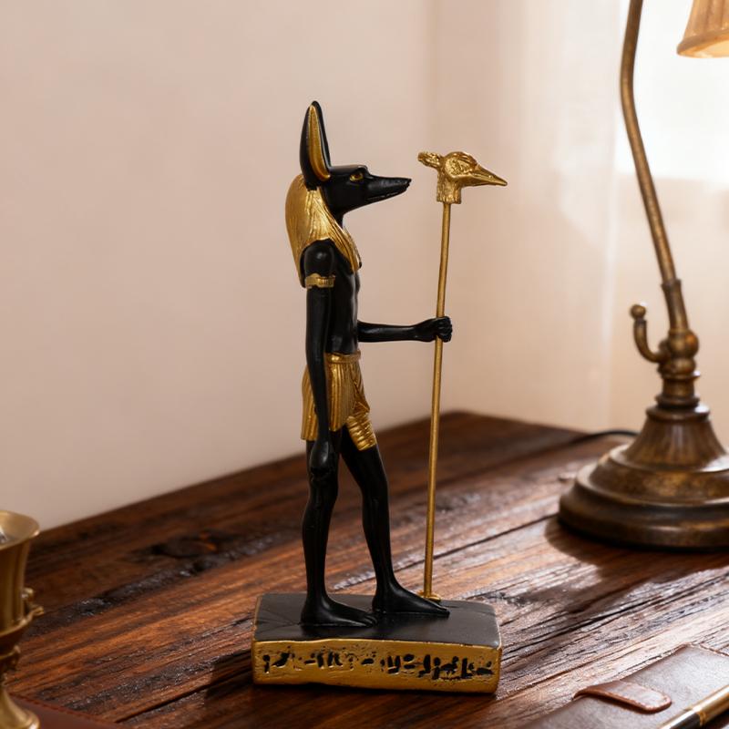 Ägyptische Mythologie Anubis Statue Kunstharzhandwerk für Heimdekoration in Schlafzimmer, Wohnzimmer und Arbeitszimmer