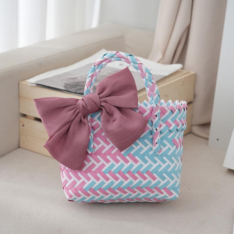 Elegant Bowknot Accent Basket for Weddings Holiday Gatherings and Travel Uses