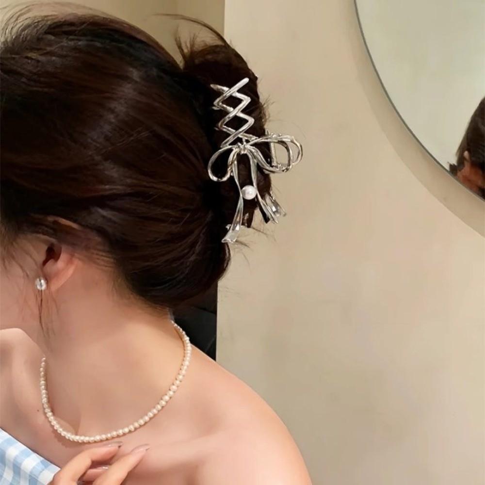 Zinc Zinc Alloy Bowknot Hair Clip Vintage Balletcore Hairpin Exquisite Ribbon Bow Hair Claw Hair Accessories