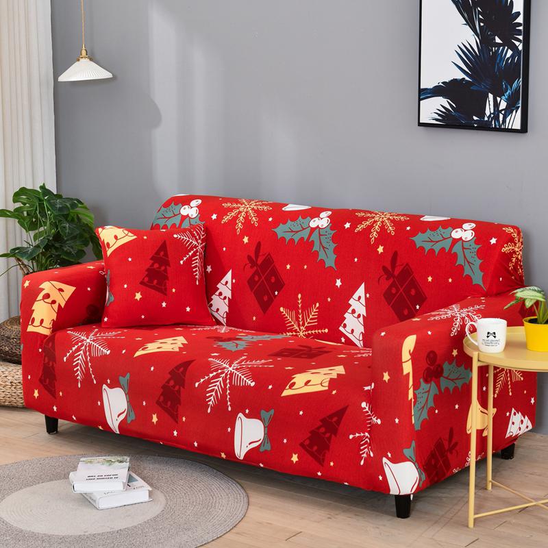 Christmas Sofa Protective Covers Living Room Elastic Living Sofa Slipcover Stretch All-inclusive Dining Chair Slipcover Couch Cover 1/2/3/4 Seater