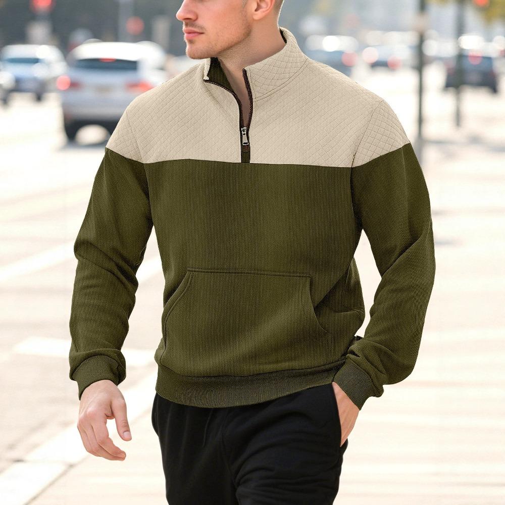 Knit Zipper Minimalist Long-Sleeved Autumn Plus Size Men's Polo Shirt