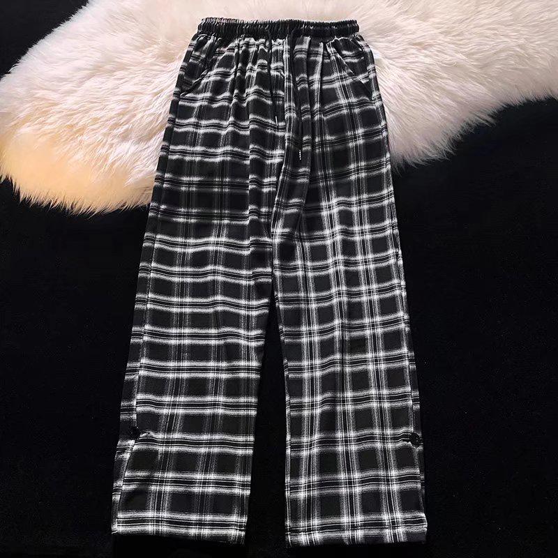 Men's 2022 Spring Loose Plaid Sweatpants – Street Vibe, All-Match, Straight-Fit.