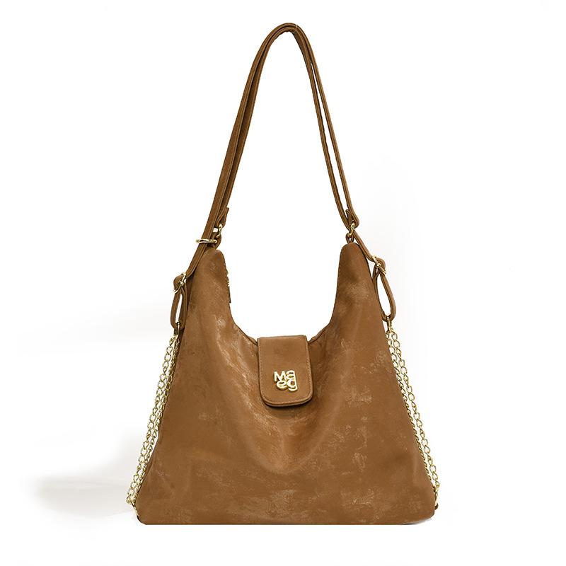 

Женская сумка-тоут из мягкой кожи большой вместимости на плечо, новая весна 2025, универсальная сумка под мышкой, сумка-тоут для通勤 коричневый