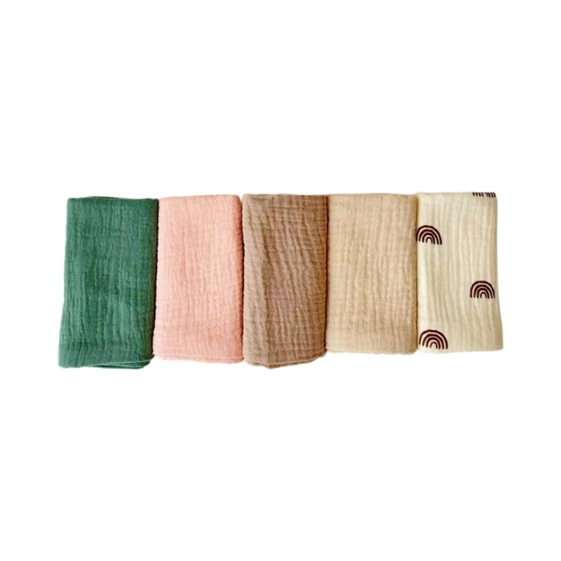 5Pcs Soft Breathable Cotton Baby Washcloths Newborns Bath Towel for Sensitive Skin Multi Use Burp Cloths 25x25cm