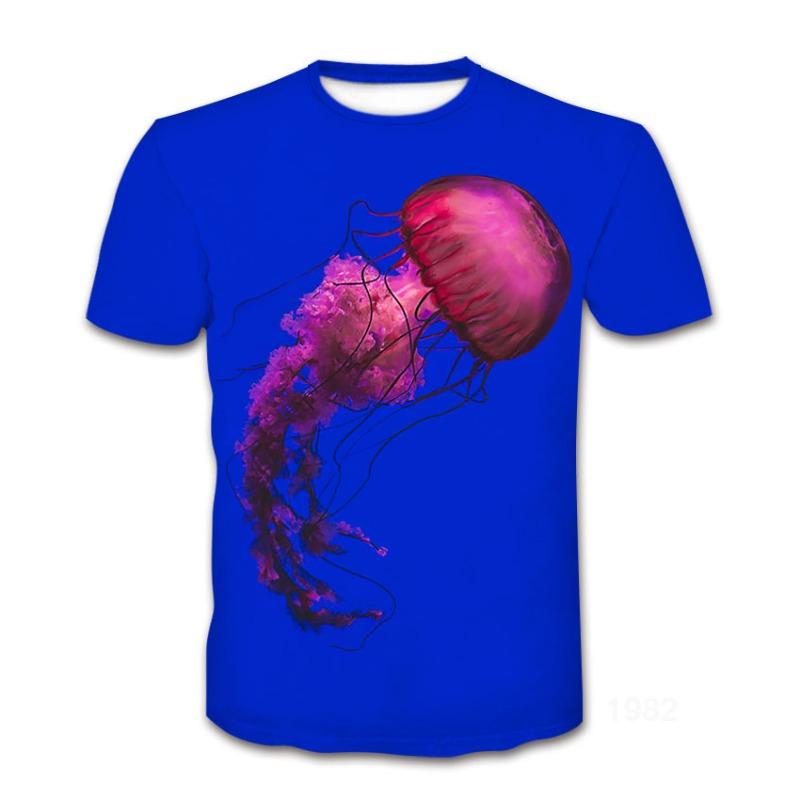 Summer Short Sleeved T-shirt Flower Pattern Trendy 3D Round Neck Top for Men Women Shirt