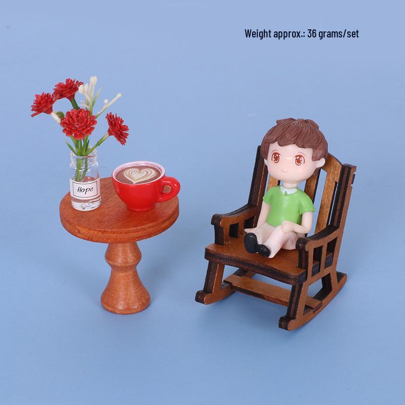 BJD Dollhouse Props: Rocking Chair, Table, Vase, Coffee Cup Model for Creative Scenes