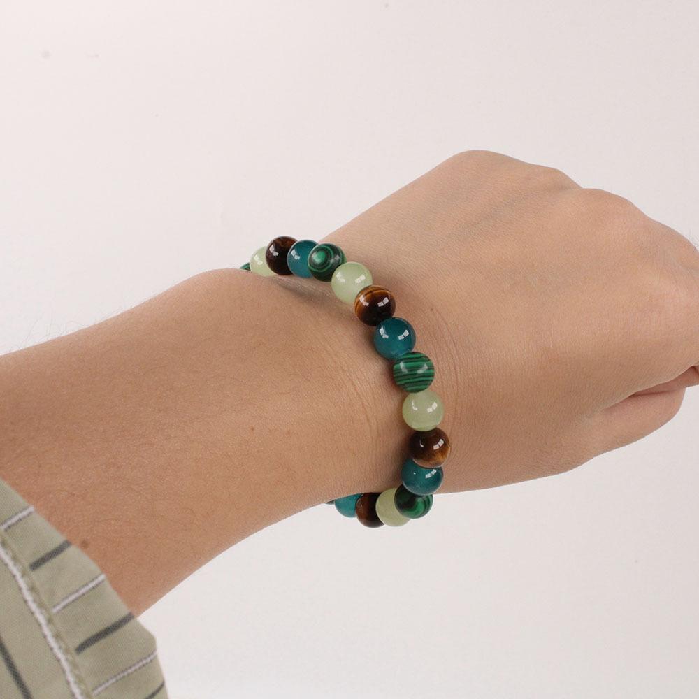 Green Aventurine Tiger Eye And Dark Green Agate Beaded Bracelet Natural Fashion Jewelry For Men And Women Daily Wear Simple Versatile Accessory