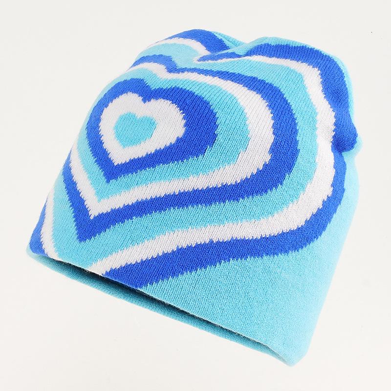 Knitted Hats With Colorful Rainbow Heart Print Pullover Hats And Shei Fashion Knit Hats