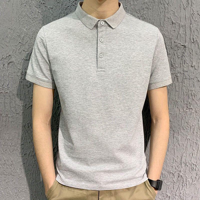 Men's Short-Sleeve Korean Style Polo Shirt with Collar