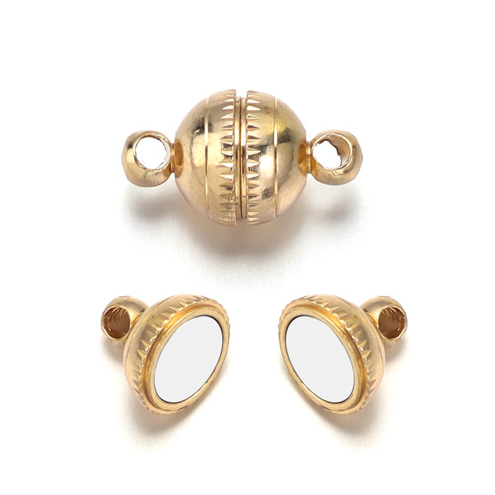 5Sets Round Copper Magnetic Clasps Fit Necklace Gold End Clasps Connector DIY Leather Bracelet Jewelry Making Supplies