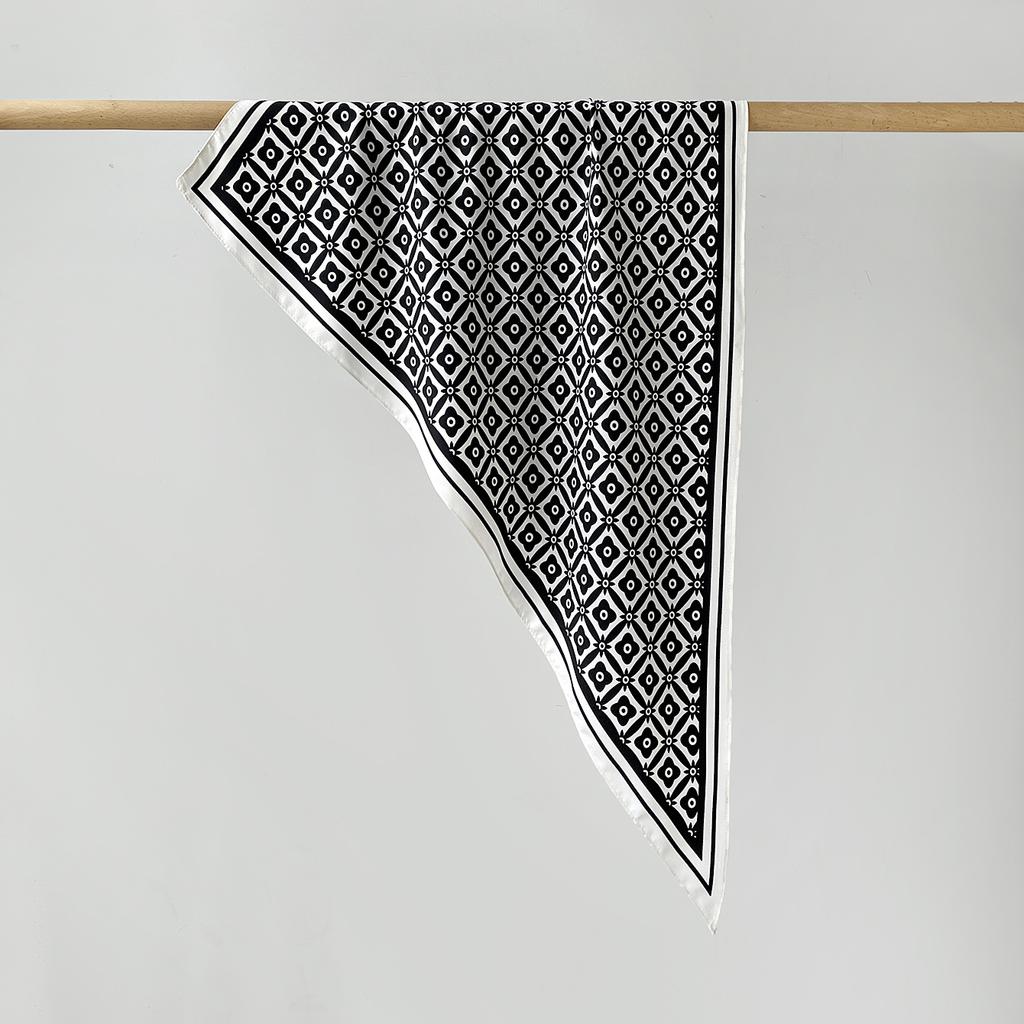 Twill Light Luxury High Sense Simulation Silk Headscarf Waist Triangle Scarf Silk Scarf Multi-Function