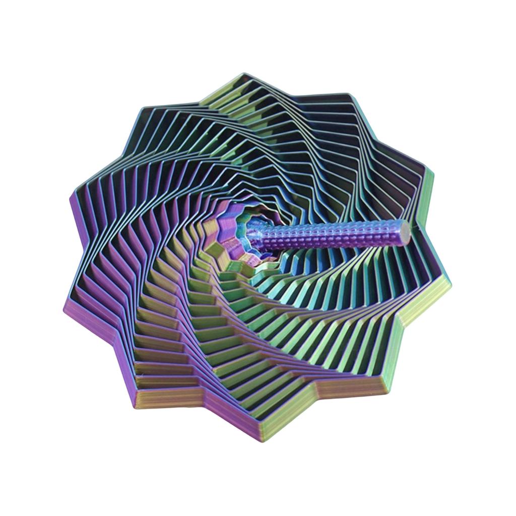 3D Printed, Foldable Polygonal Decompression Toy, Spiral Tower Irritating Star