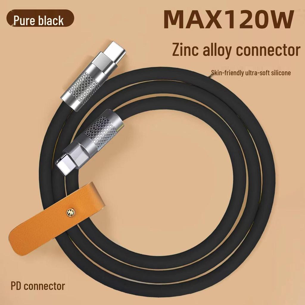 120W Zinklegierung Flüssig Weichgummi Schnelllade-USB-C-Kabel für Android