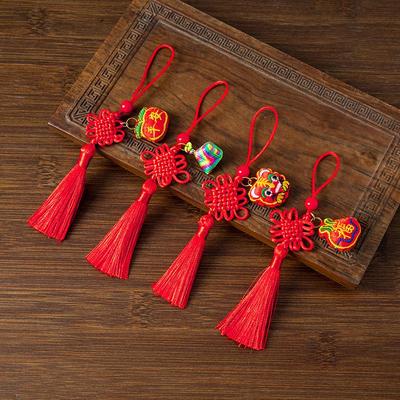 Drachenbootfest-Beutelanhänger - Zongzi Tiger-Schmuckstück mit chinesischem Knoten Schlüsselanhänger Handy-Anhänger