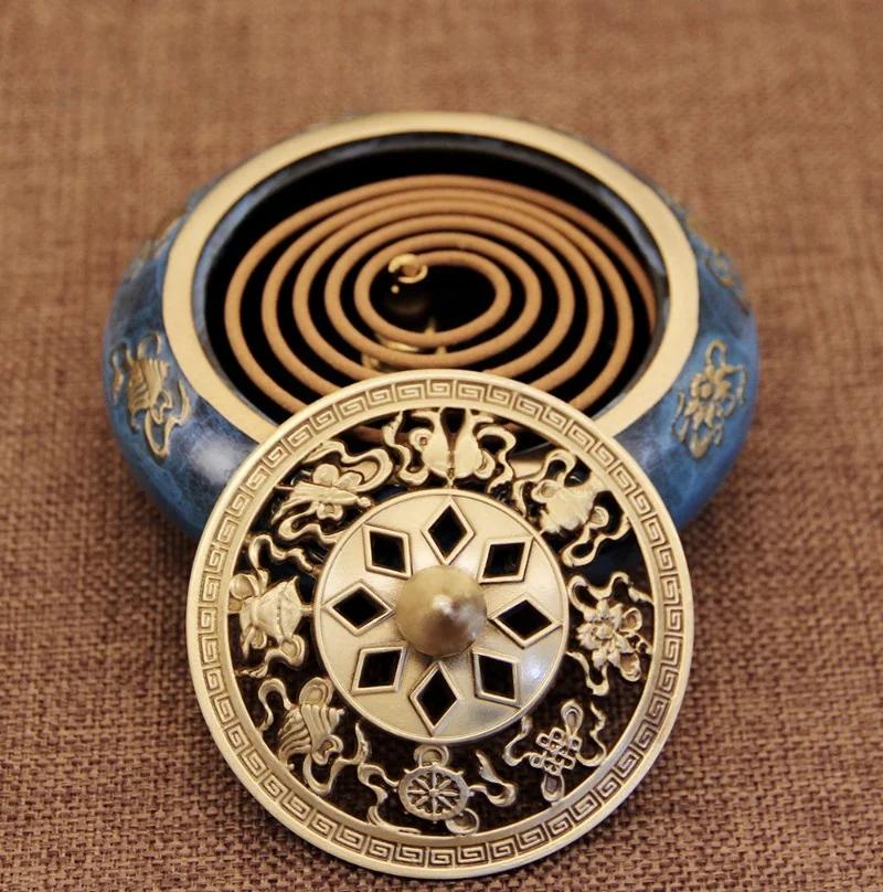 Burning Blue Eight Treasures Incense Burner Plate Incense Pure Brass Incense Road Supplies