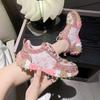 Women Sneakers Mesh Breathable Casual Luxury Rhinestone Lace Up Platform Vulcanized Shoes Zapatos Mujer