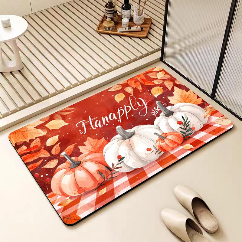 Christmas Diatom Mud Floor Mat Strong Absorbent Bathroom Floor Mat Festive Atmosphere Bathroom Anti-slip Floor Mat