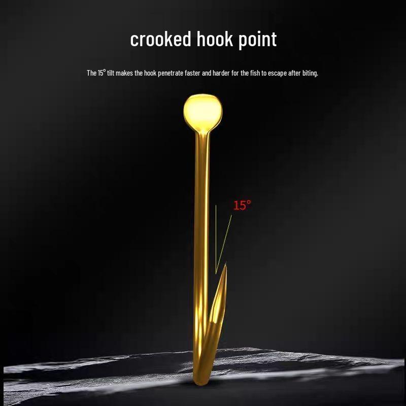 Jīn Qiān Yòu Barbed Fishing Hooks: Crooked Mouth, Flat Head, Thin Shank, Reinforced for Grass Carp