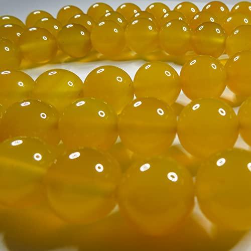 SmileStone Yellow Agate Round Beads (12mm) - Sold as a Strand (Approx. 38cm)