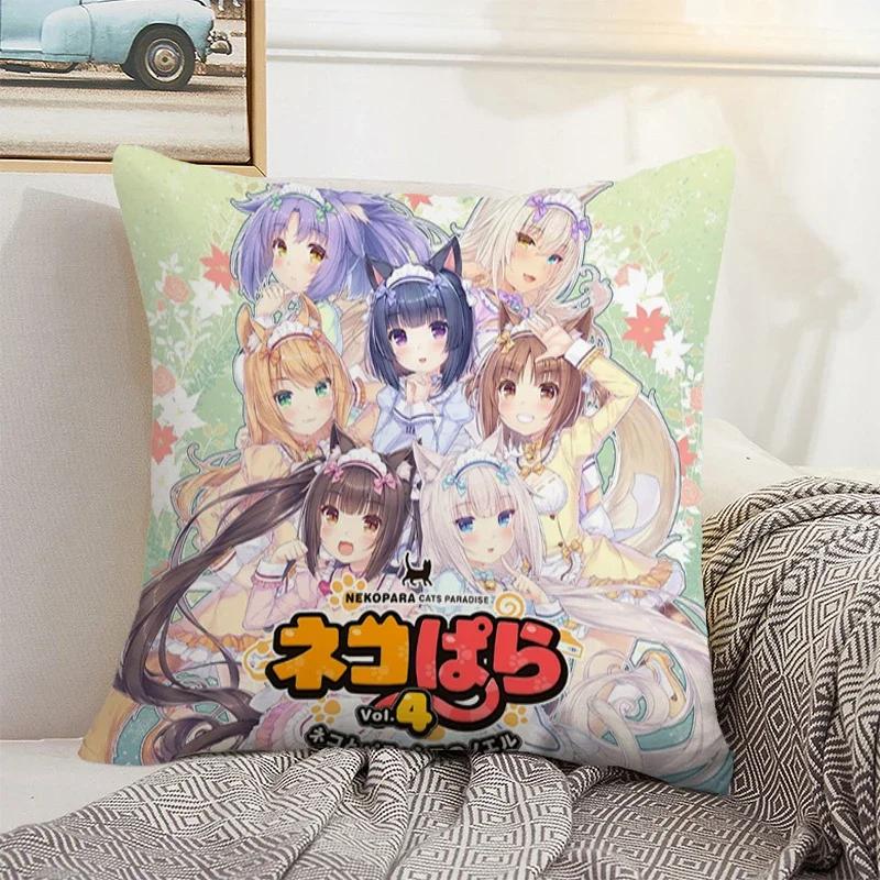 Nekopara 50x50 Cushion Cover 45 × 45 Decorative Pillowcase for Pillow Home Decor Car Decoration Pillowcases Bed Cushions Kawaii