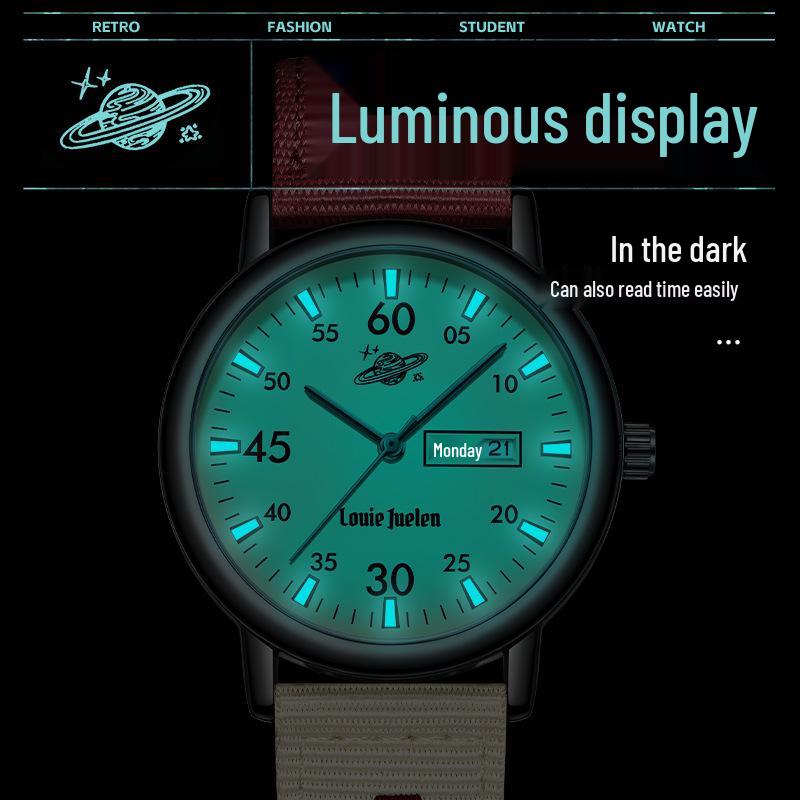 Louis Juren Retro Herren-Quarz-Uhr für Teenager und Studenten