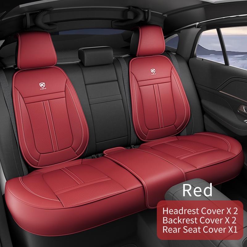 PU Leather Car Seat Covers Full Set Breathable Hole Front Seat Cushion Adjustable Back Seat Protector Waterproof Car Accessory