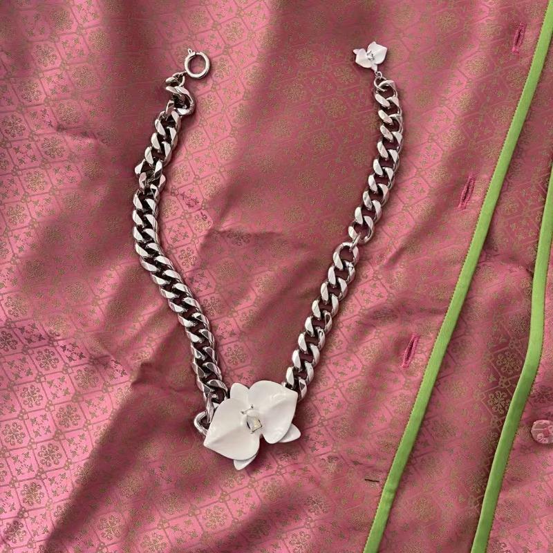 Orchid chain necklace adjustable enamel choker sweet cool statement necklace