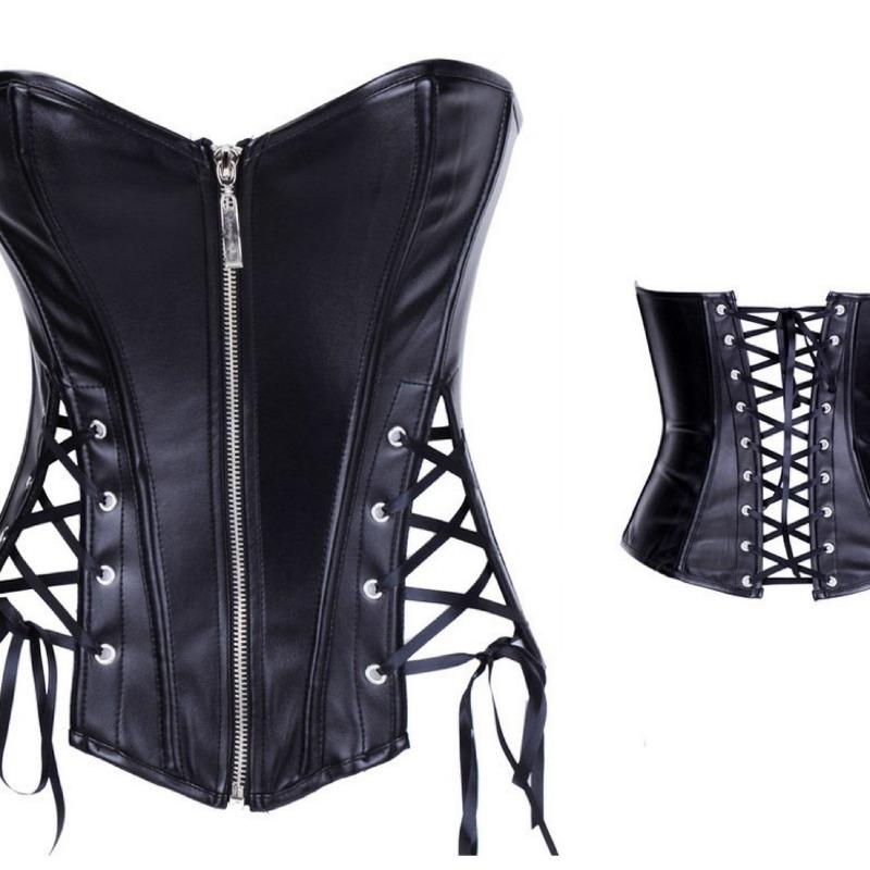 New Pu Leather Jacket Punk Style Strapless Tube Top Vest Women's Waist Shaping Garment