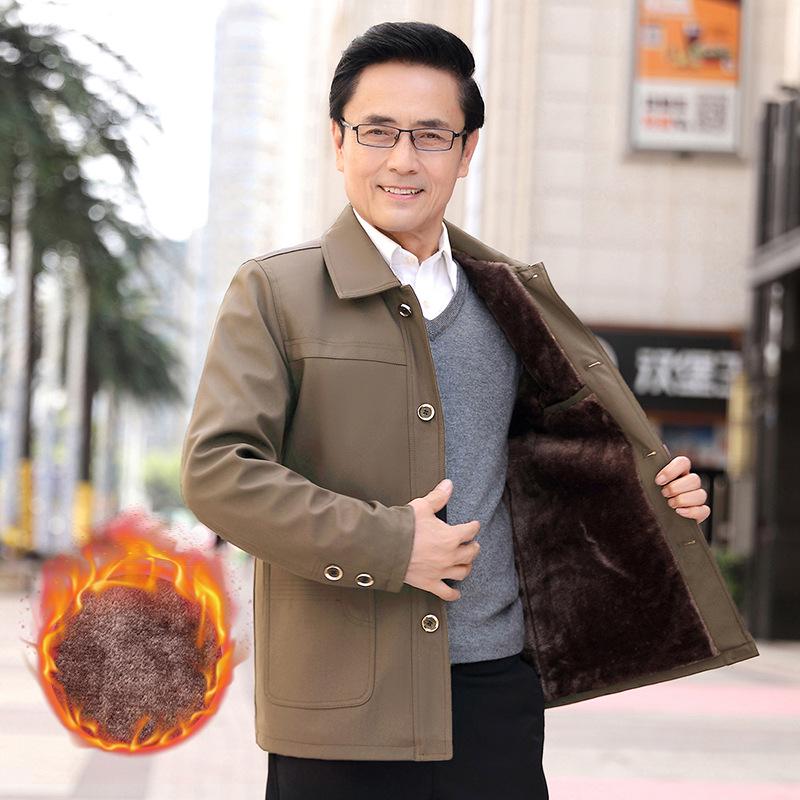 Men's Plus Size Business Casual Jacket - 2026 Autumn Button-Down, Turn-Down Collar, Dad's Outfit for Middle-Aged Men