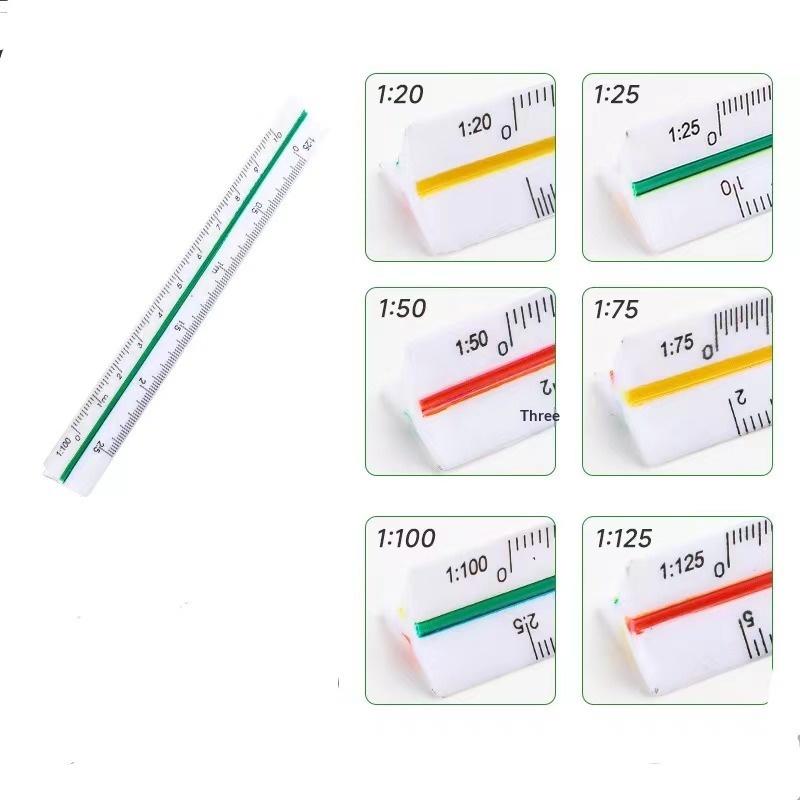 

30Cm Triangular Scale Ruler 1:20-1:500 Metal Plastic Straight Ruler Metric Architect Engineer Drafting Measure Tool as the picture