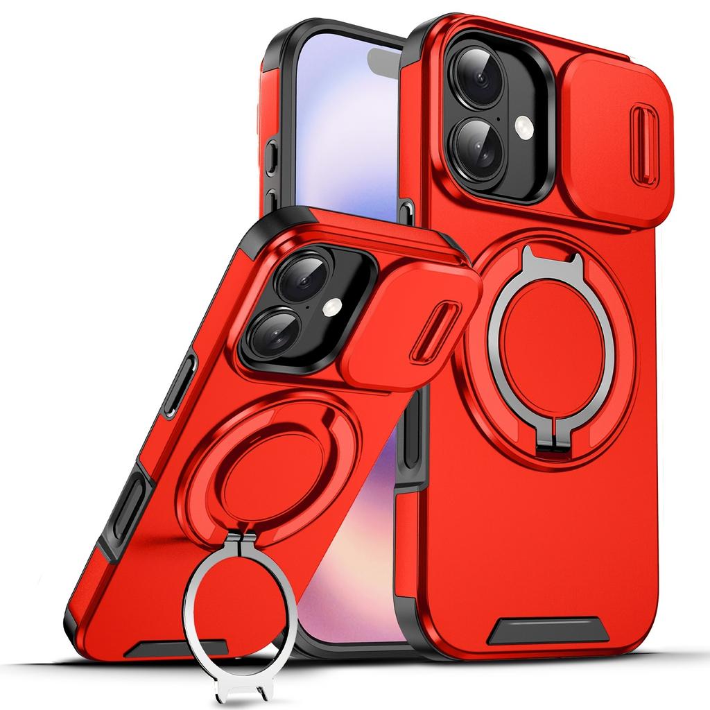 Heavy Duty Armor Magnetic Bracket Case for For Iphone 17 16 1 14 13 12 11 Pro Max Plus Slide Camera Protection PC Cover