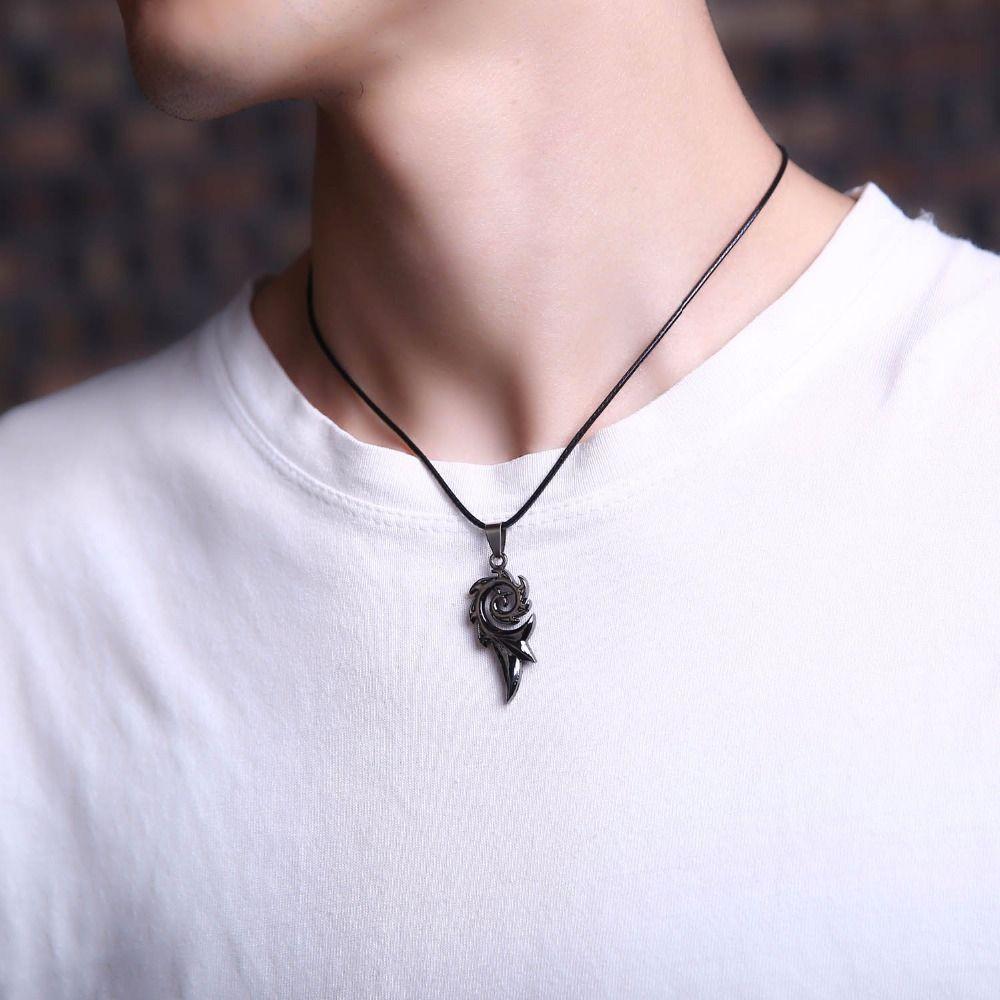 New Men Jewelry Retro Titanium Steel Punk Rock Choker Hip Hop Pendant Dragon Flame Necklace
