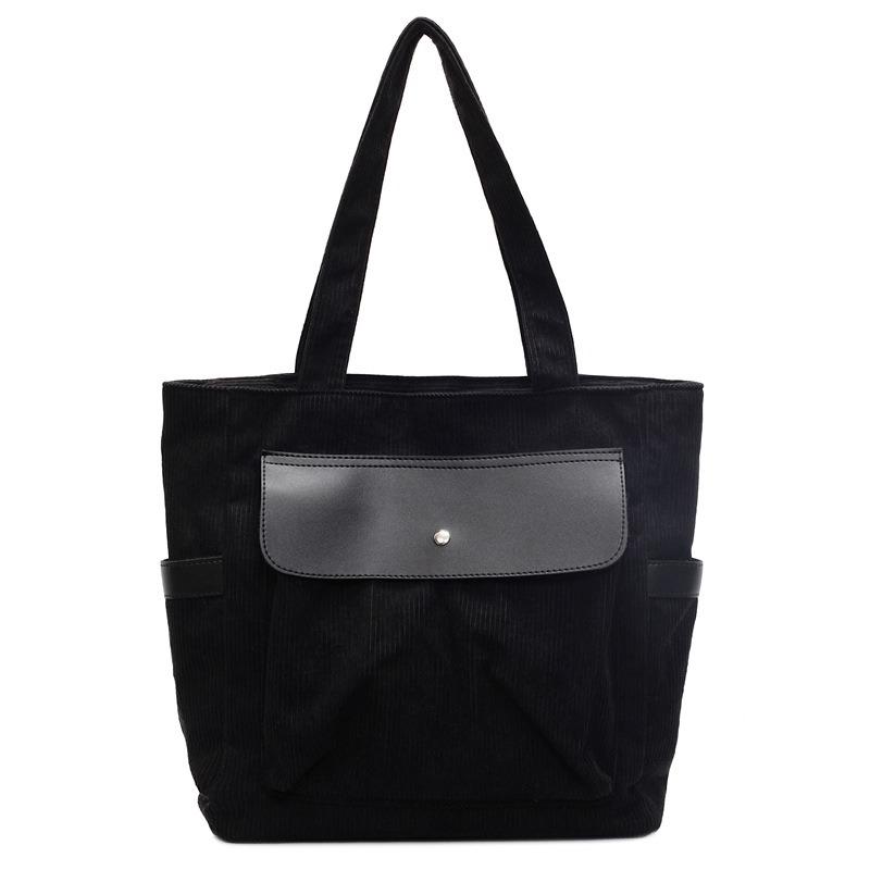 Large capacity retro shoulder bag women's strip velvet messenger bag female student simple literary corduroy bag women's tote bag