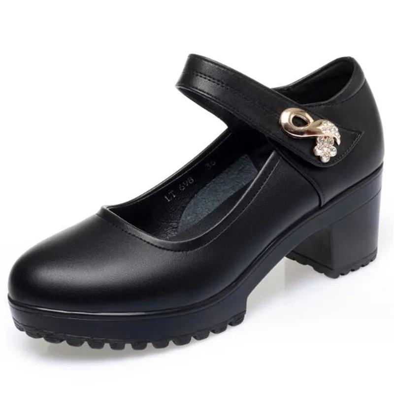 Fashion Women Platform Pumps Shoes Women Shoe 2025 Shallow Mouth High Heels Women's Comfortable Round Head Thick Heeled Black Work Shoes