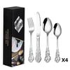 Royal Court 24-Piece Stainless Steel Cutlery Set - Embossed Hollow Steak Knives, Forks, and Spoons