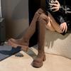 Vintage Winter Women's Over The Knee Boots Fashion Back Zippers Thick Heels Long Bootties Woman Largas Booties