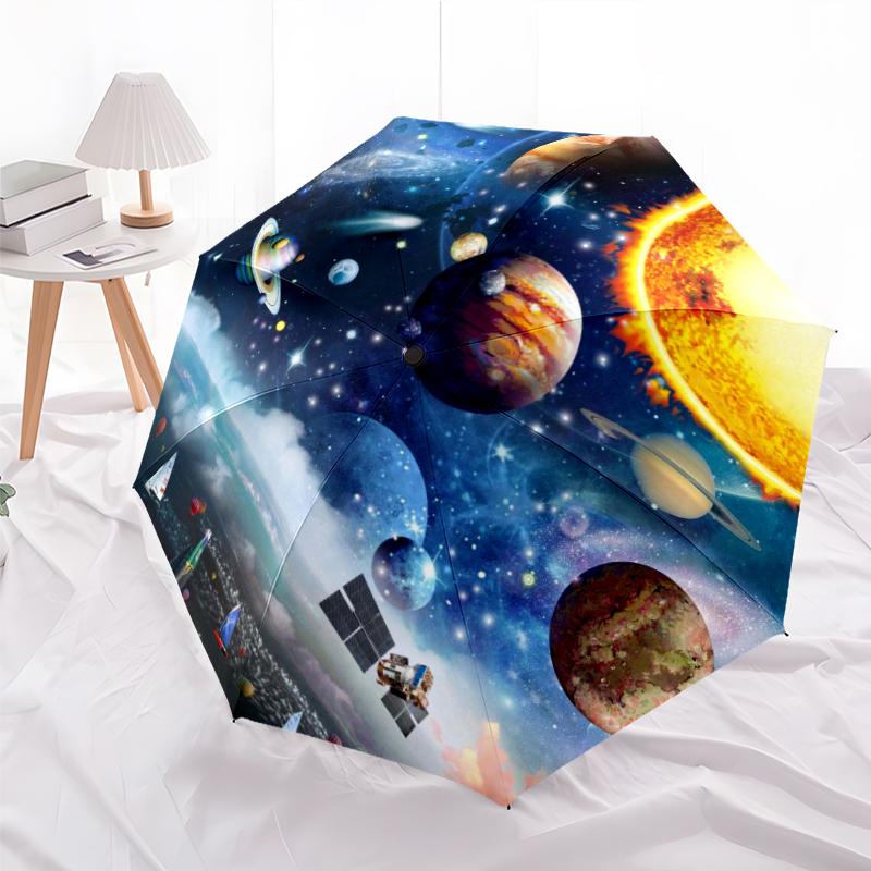 

1 PC Automatic Folding Umbrella - Universe Planet Pattern, Portable & Foldable Design with 8 Ribs, Christmas Birthday Gifts