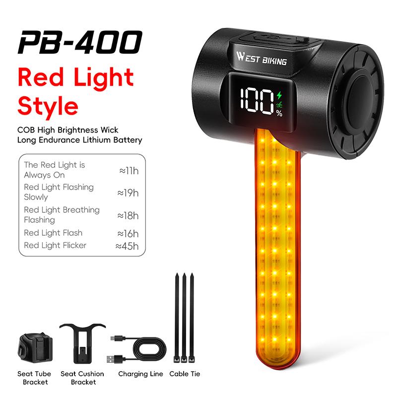 WEST BIKING Bike Tail Light Smart Brake Sensing Multicolor Rear Light IPX6 Waterproof LED Charging Taillight Cycling Accessories Red Light