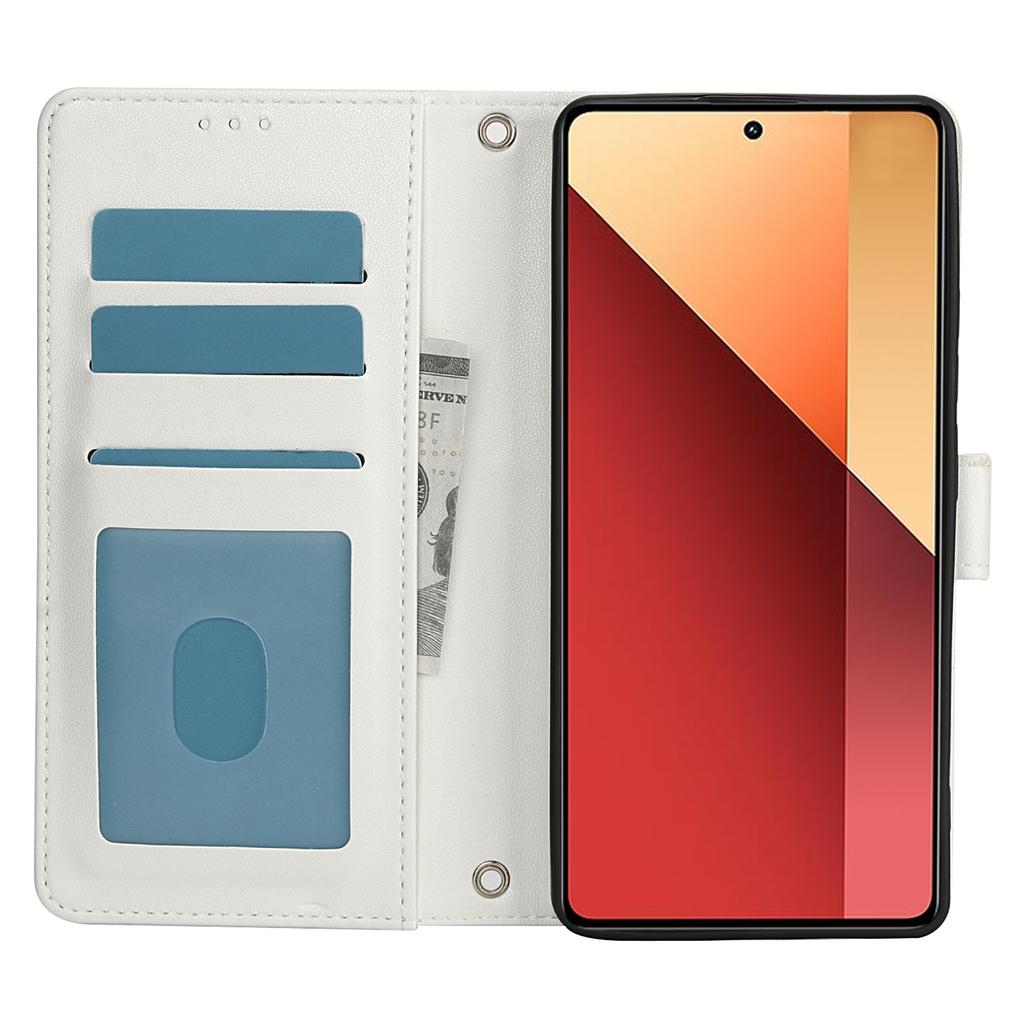 SY-003 For Xiaomi Poco M6 Pro 4G/Redmi Note 13 Pro 4G Case PU Leather Stand View Phone Wallet Cover with Hand Strap