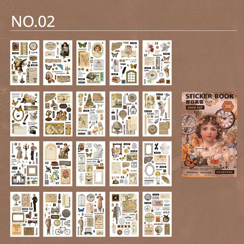 Mr.paper 4 Style 20 Pcs/pack Noble Girl Sticker Book and Paper DIY Material with Retro Style.