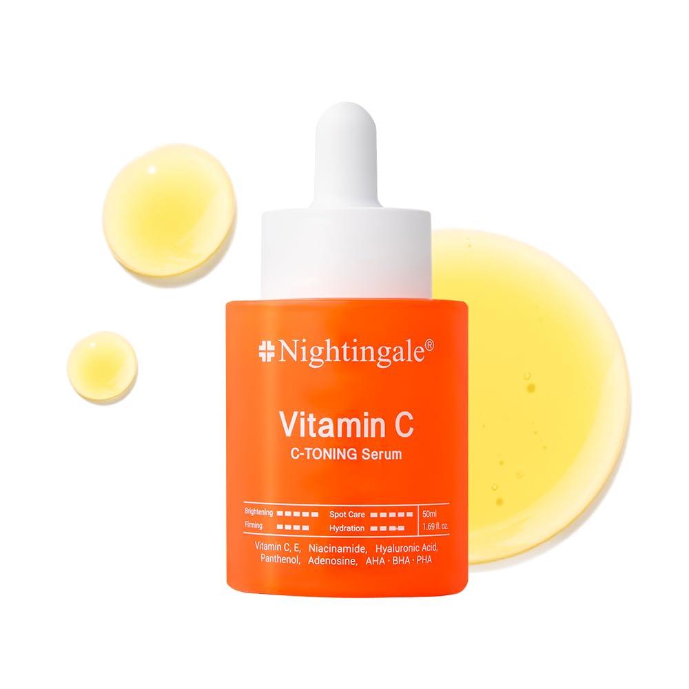 Nightingale C Toning Vitamin C Serum 50ml  Contains Vitamin C derivative and 5% Niacinamide  Serum to improve dullness, uneven skin tone, and skin