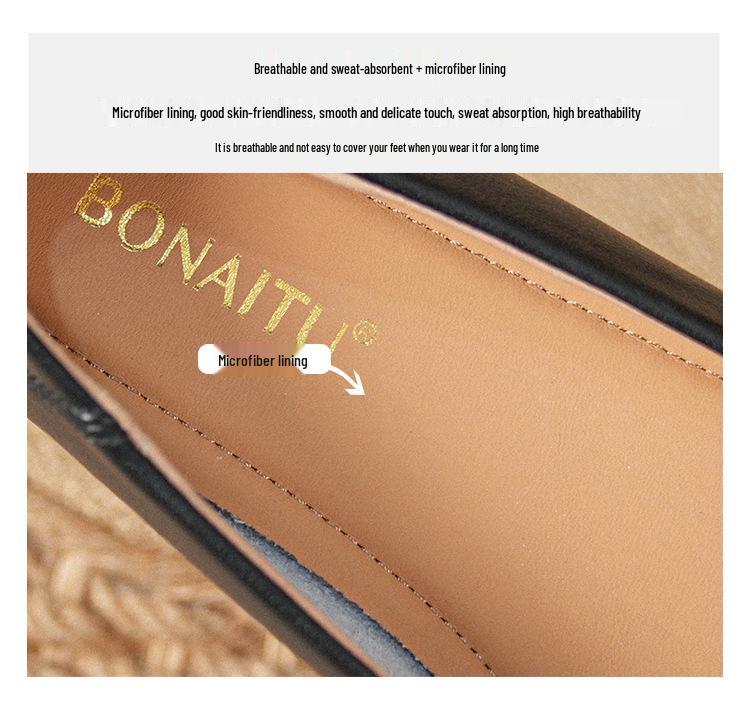 Women's Genuine Leather Slip-On Flats, Nude, Square Toe, Soft Sole, Plus Size, 2025 Edition