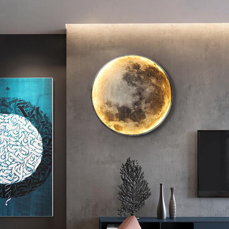 Moon Wall Lamp Modern Luxury Creative Mural Lamp Living Room Background Wall Decorative Lamp Minimal Art Bedroom Bedside Lamp