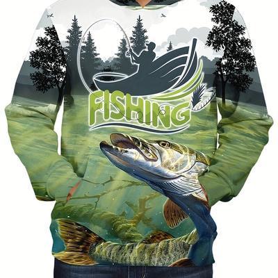 Pánská 3D mikina s dlouhým rukávem s potiskem divokého rybolovu, sportovní, volná a pohodlná mikina s kapucí, podzimní styl, pánské oblečení
