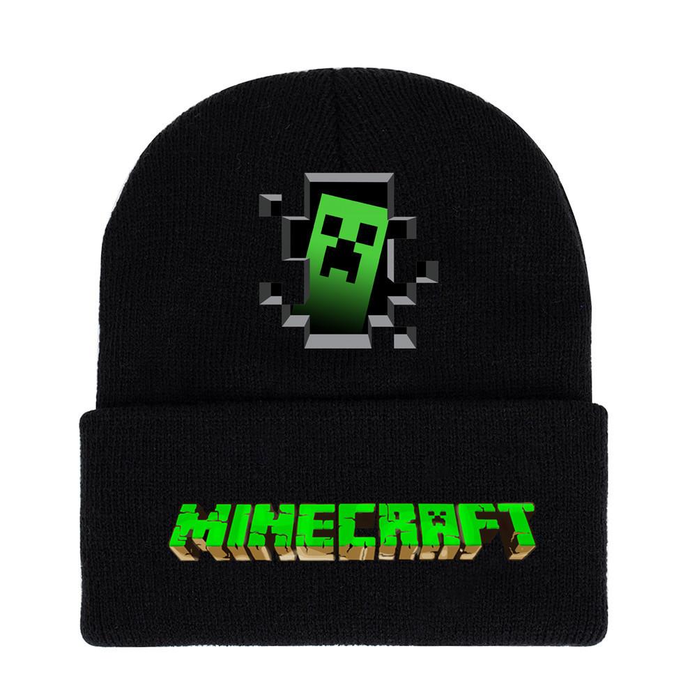 Minecraft Knit Beanie Cartoon Print Warm Unisex Winter Hat For Casual Wear