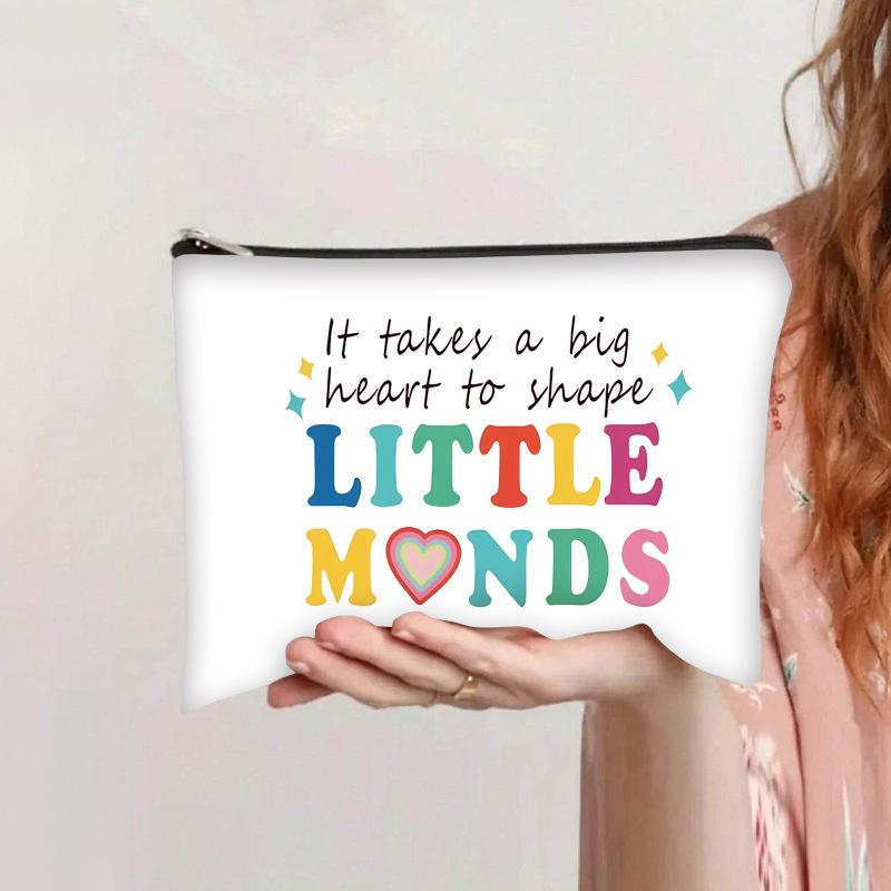 Printed zipper cosmetic bag women's hand-held toiletry bag simple and fashionable canvas pencil case storage bag