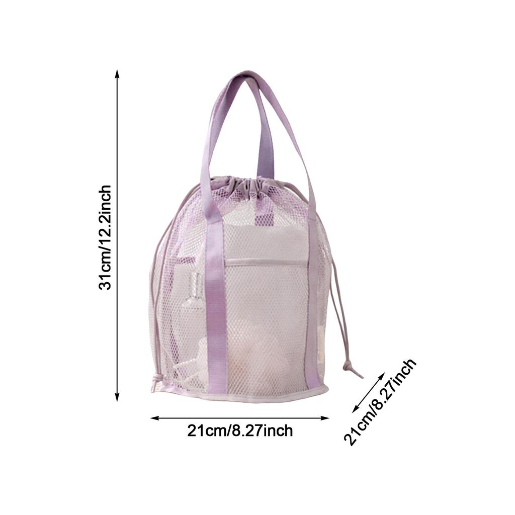 Foldable Drawstring Mesh Storage Bag For Swimming Travel Toiletries Organizer Portable Wash Pouch Home Organization